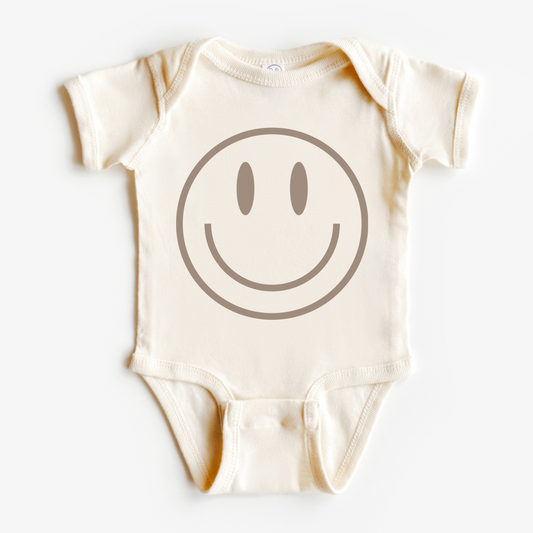 Taupe Smiley Face Onesie