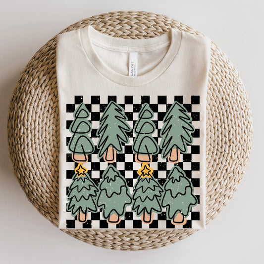 Checkered Christmas Tree Tee