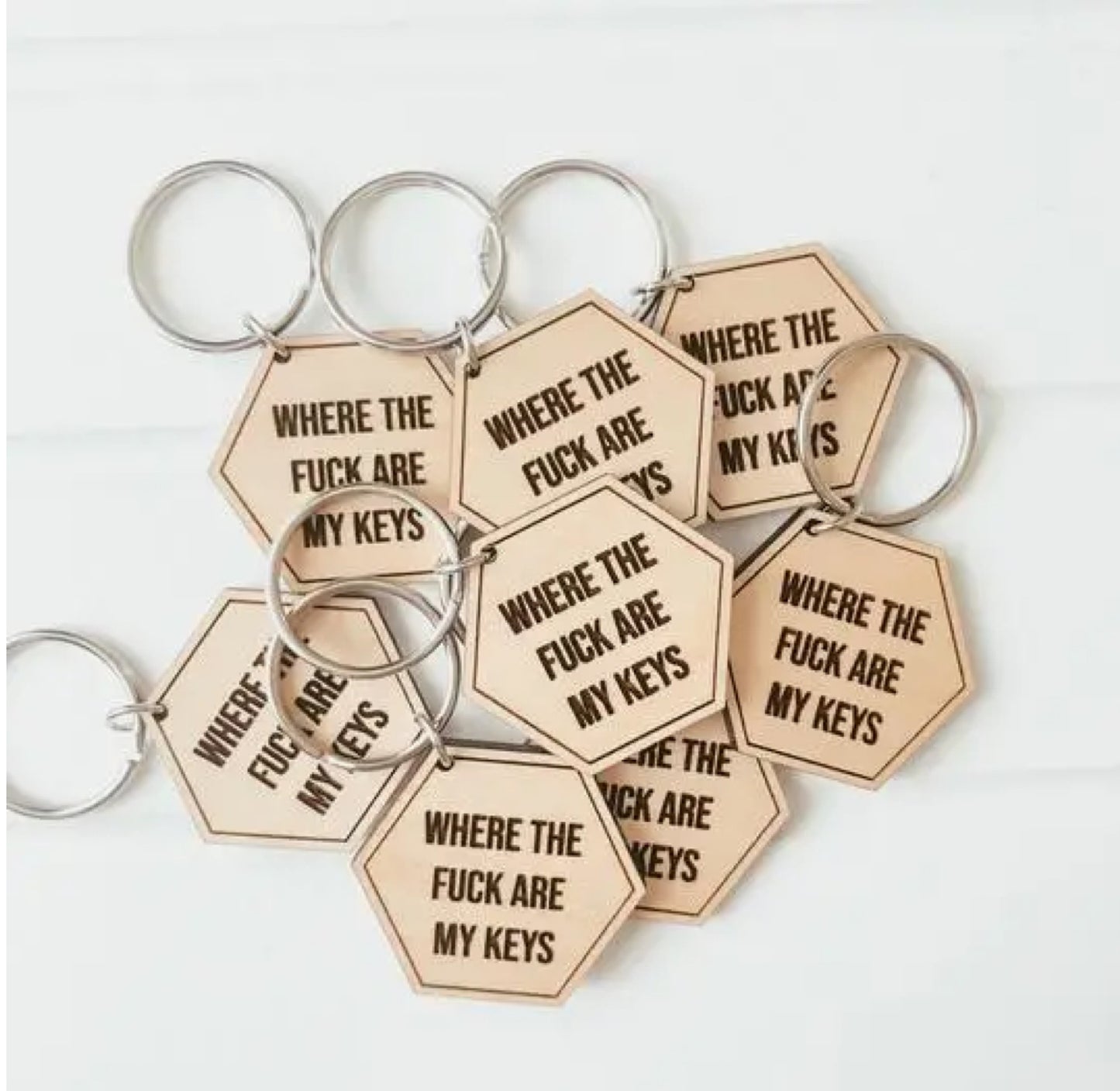 Where Are The Keys Wooden Keychain