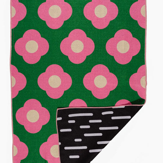 Green Pink flowers Bloom Towel